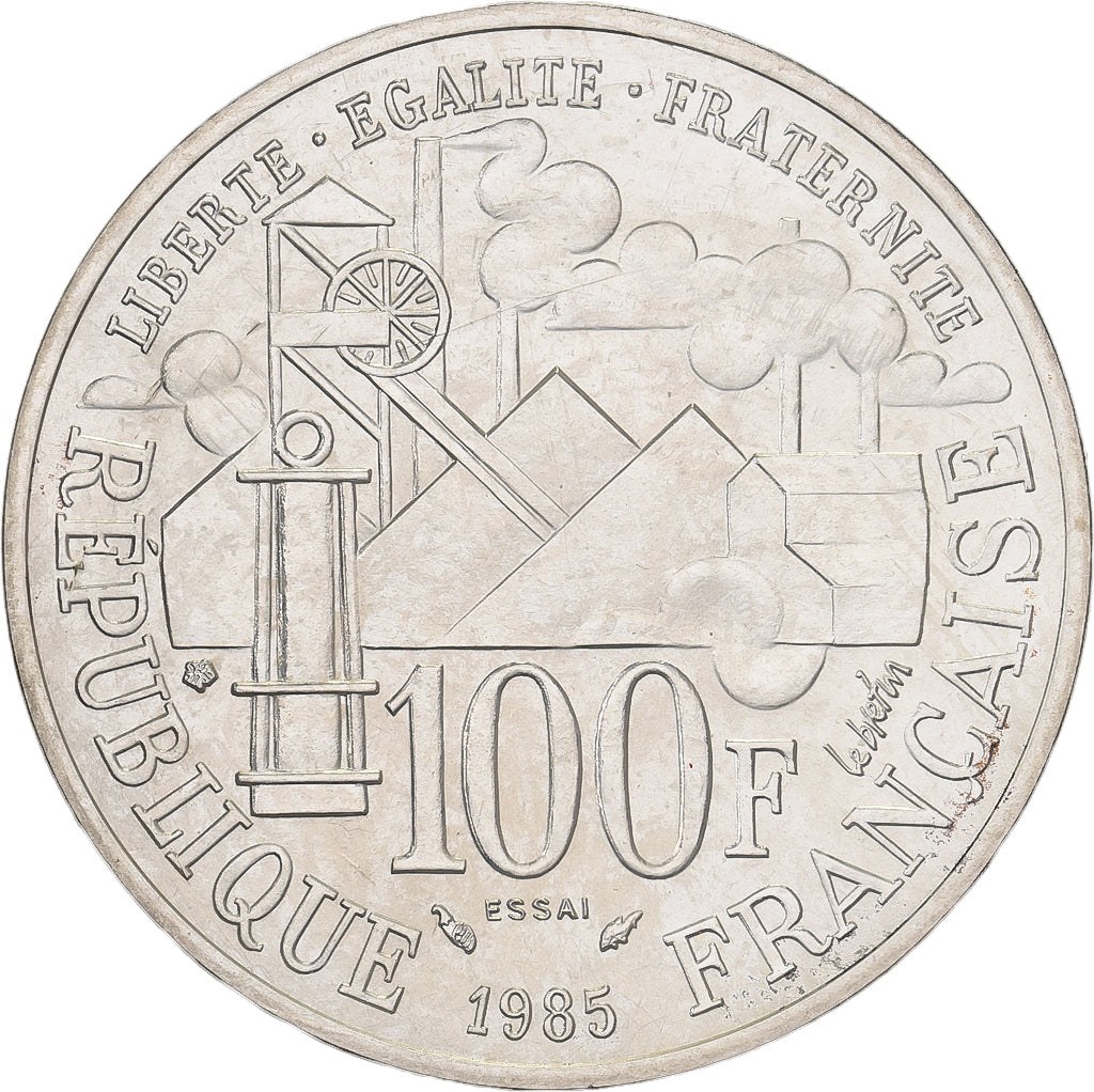Francia, 100 Francs, Emile Zola, 1985, MDP, Pattern, Argento, FDC, Gadoury:234.3