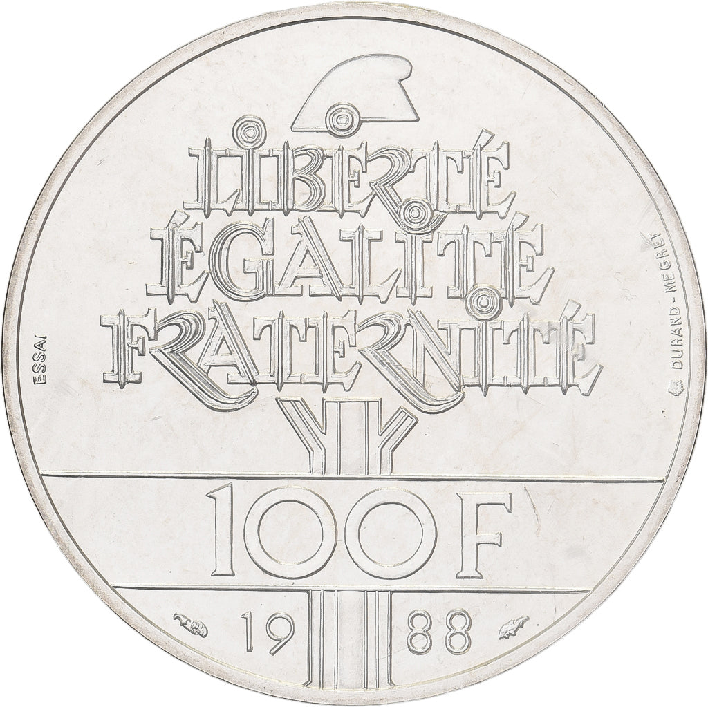 Francia, 100 Francs, Fraternité, 1988, MDP, Pattern, Plata, FDC, Gadoury:237.3