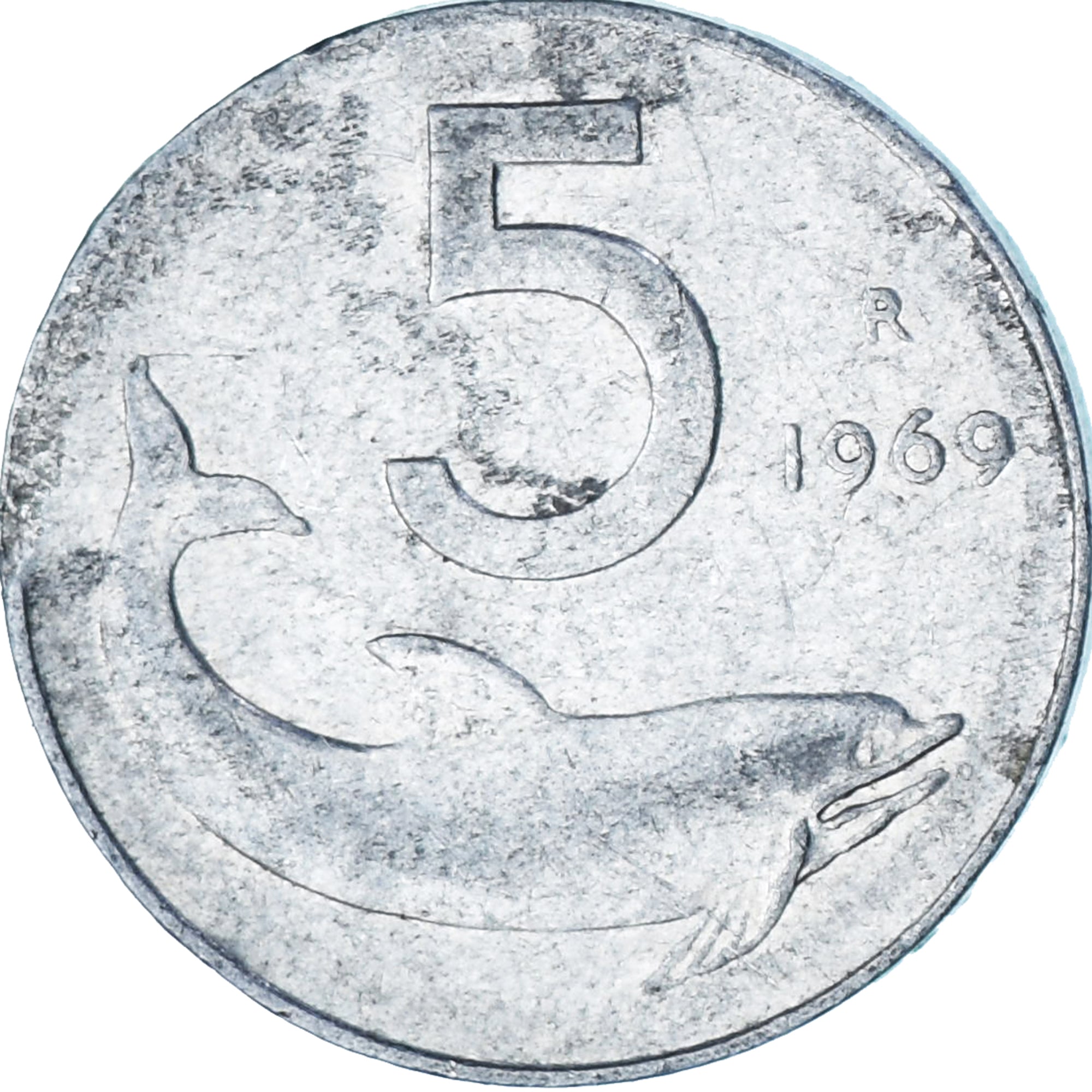 Italie, 5 Lire, 1969