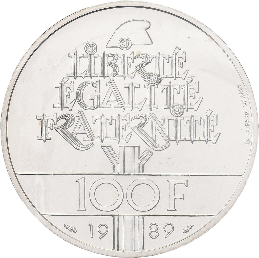 Francia, 100 Francs, Droits de l'Homme, 1989, MDP, Pattern, Plata, FDC