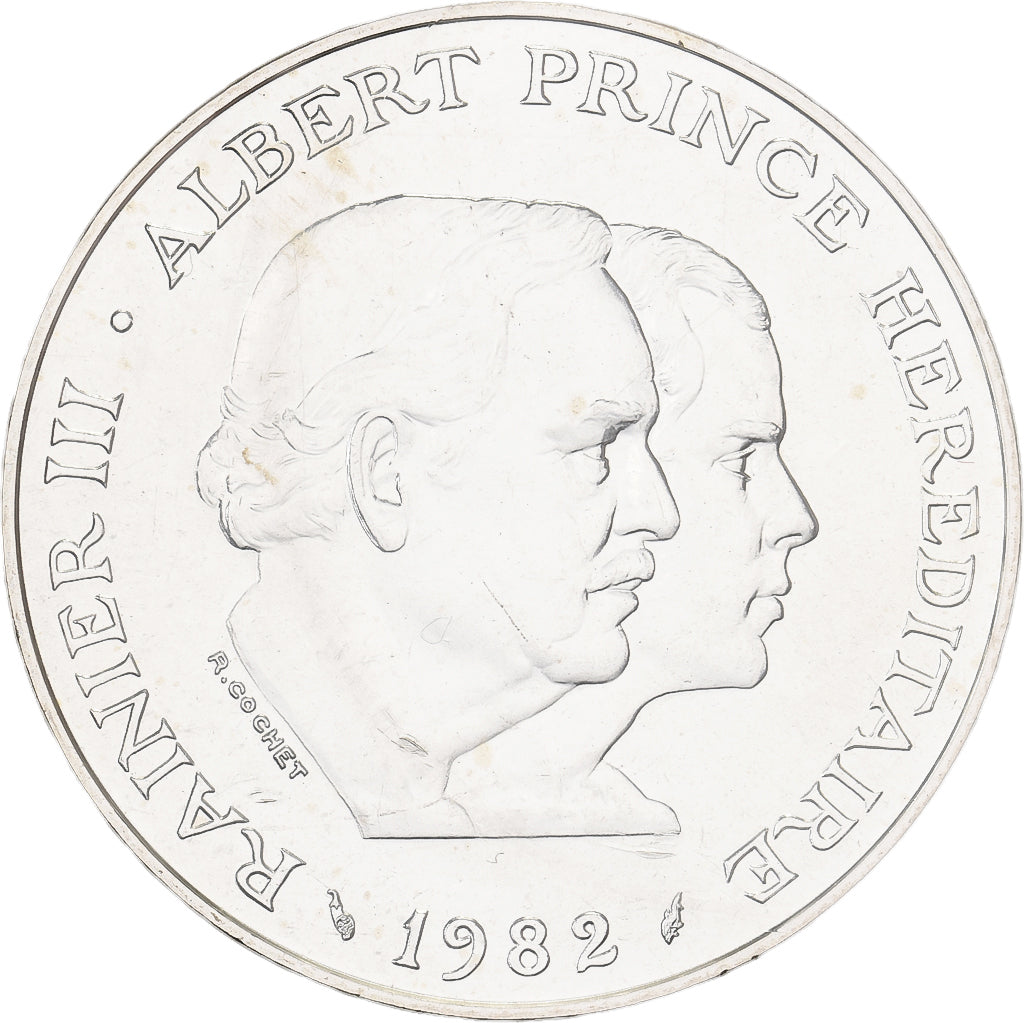 Monaco, 100 Francs, Rainier III et Albert, 1982, MDP, Pattern, Silber, STGL