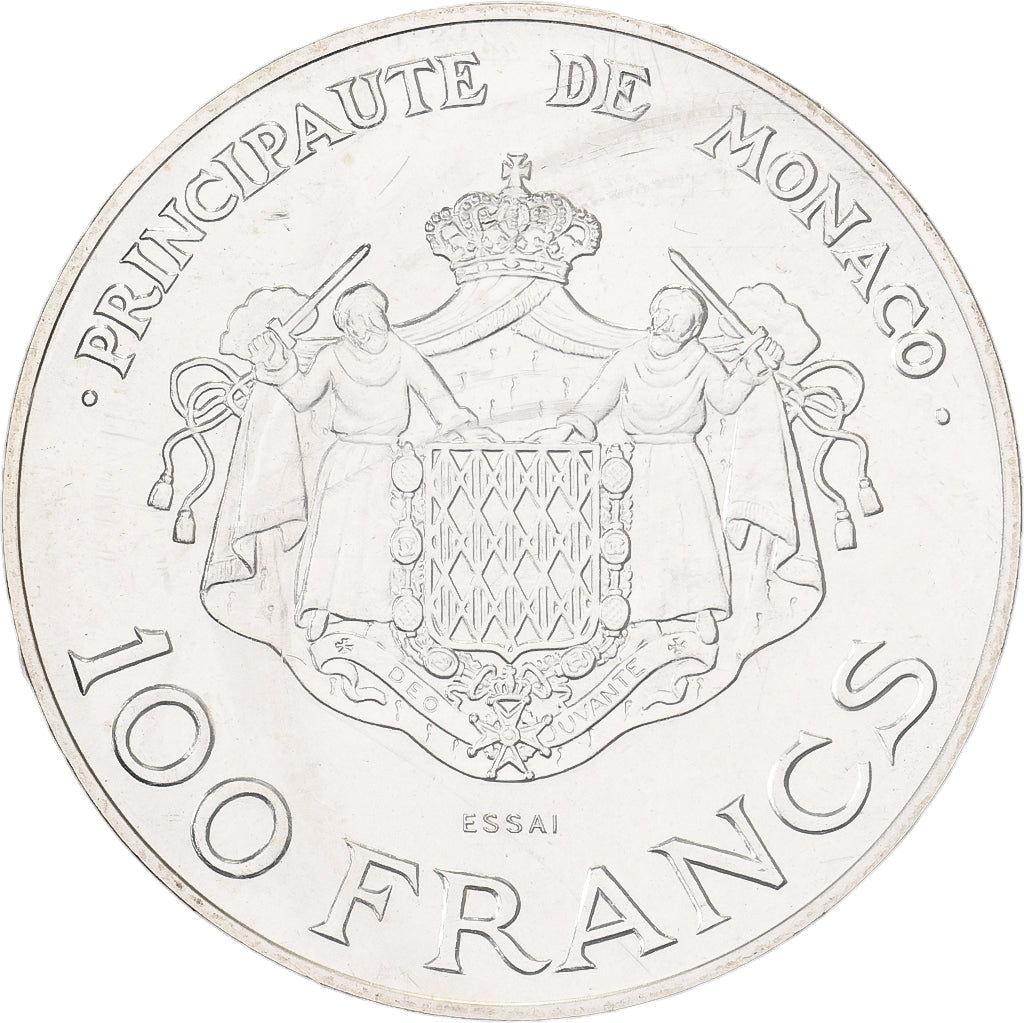 Monaco, 100 Francs, Rainier III et Albert, 1982, MDP, Pattern, Silber, STGL