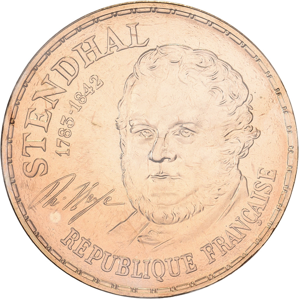 França, 10 Francs, Stendhal, 1983, MDP, Pattern, Cuproníquel Alumínio