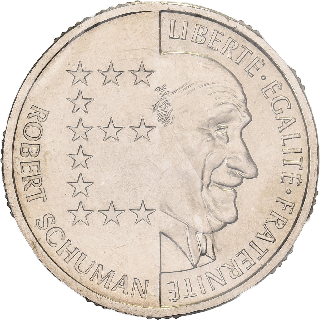 França, 10 Francs, Schuman, 1986, MDP, Pattern, Níquel, MS(65-70)