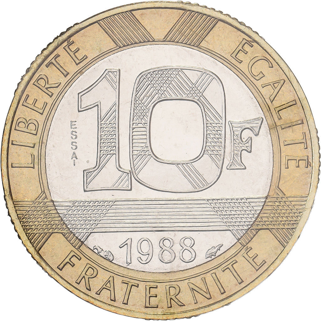 France, 10 Francs, Génie de la Bastille, 1988, MDP, Pattern