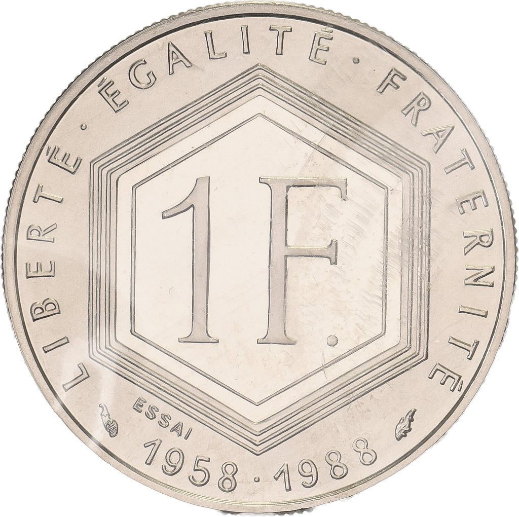 Frankreich, 1 Franc, Charles de Gaulle, 1988, MDP, Pattern, Nickel, STGL