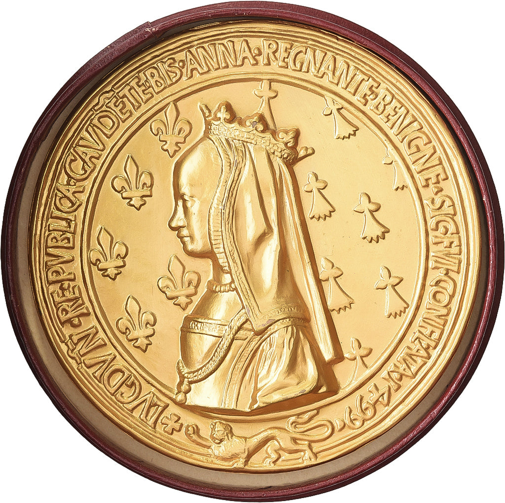 France, Medal, Anne of Brittany and Louis XII, 1966, Gilt Bronze, Restrike