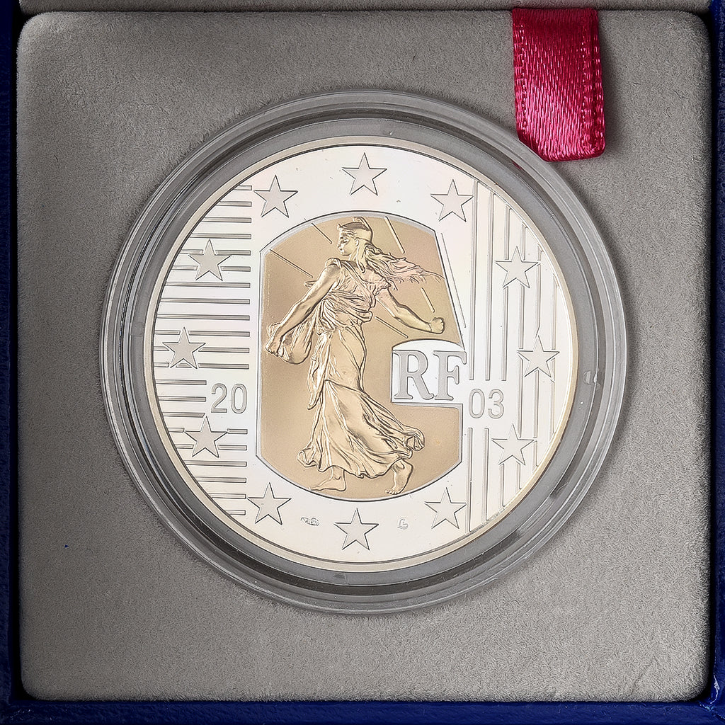 France, 5 Euro, Semeuse, Proof, 2003, MDP, Silver and Gold, MS(65-70)