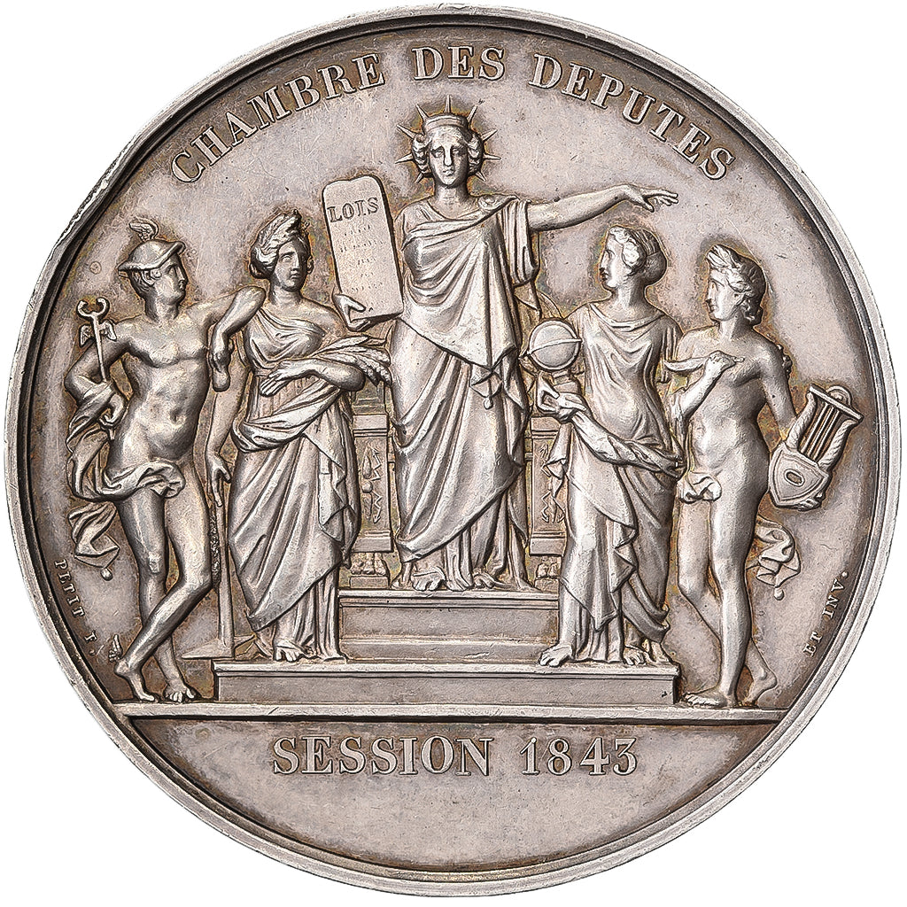 França, medalha, Luís Filipe I, Chambre des Députés, 1843, Prata, Petit