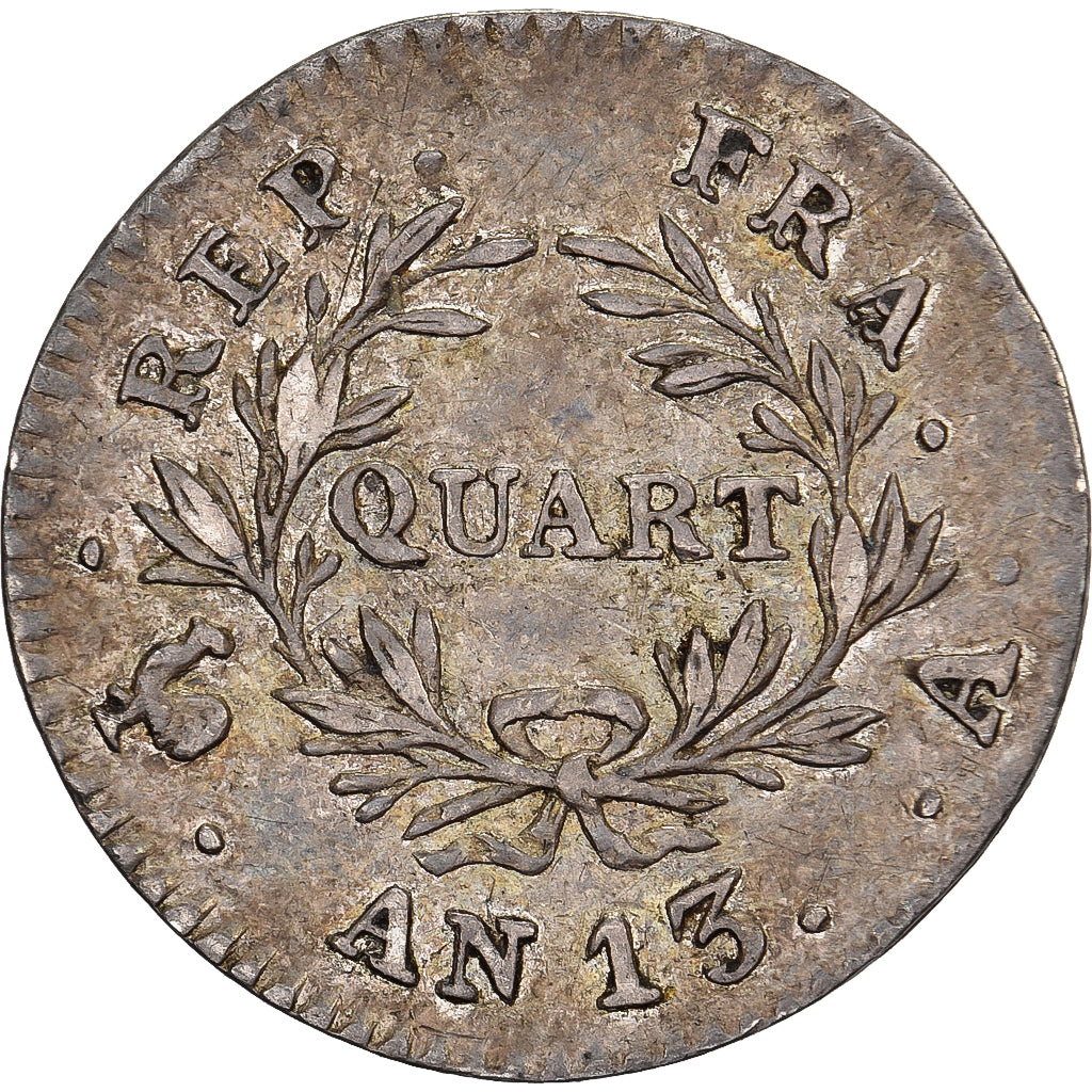 França, Napoleon I, Quart, AN 13, Paris, Prata, EF(40-45), Gadoury:346