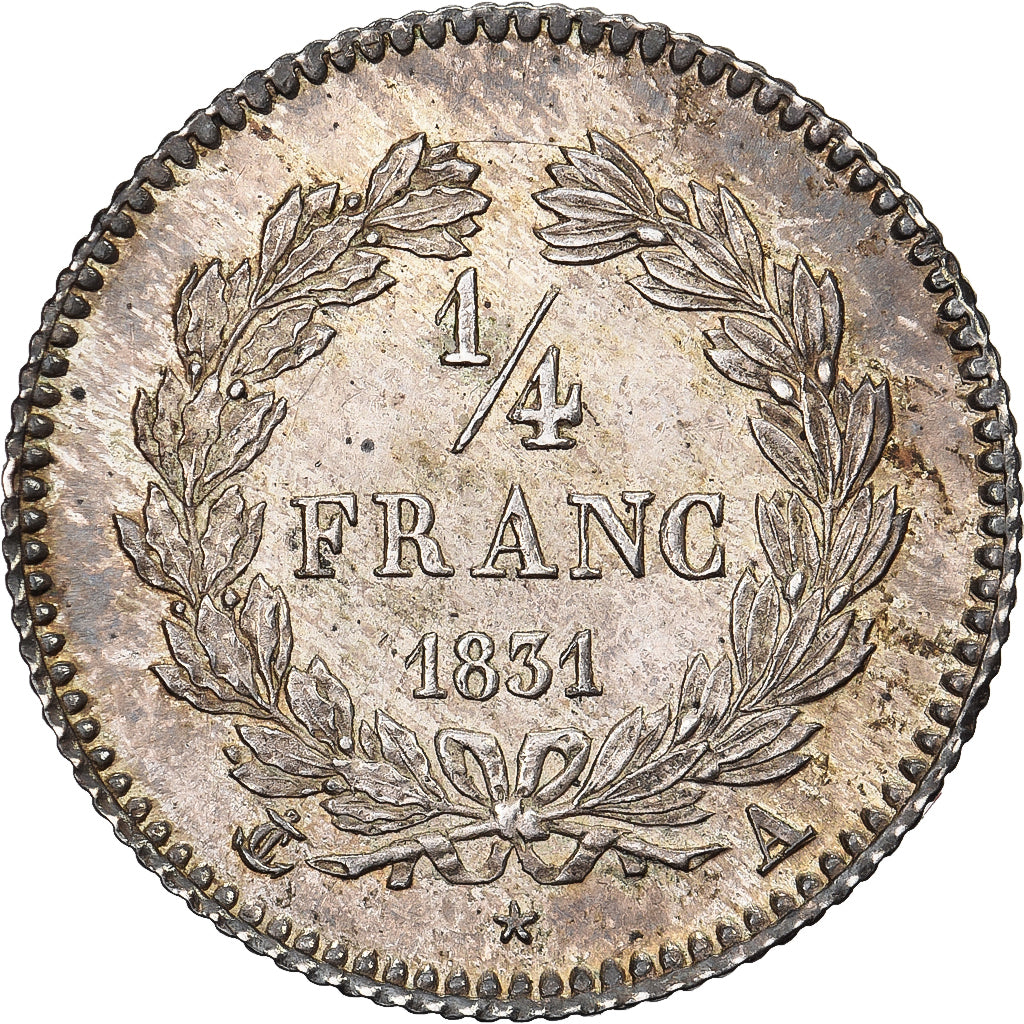 France, Louis Philippe I, 1/4 Franc, 1831, Paris, Silver, AU(55-58), Gadoury:355
