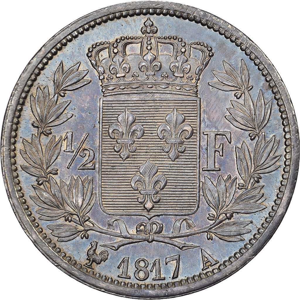 France, Louis XVIII, 1/2 Franc, 1817, Paris, Silver, AU(55-58), Gadoury:401