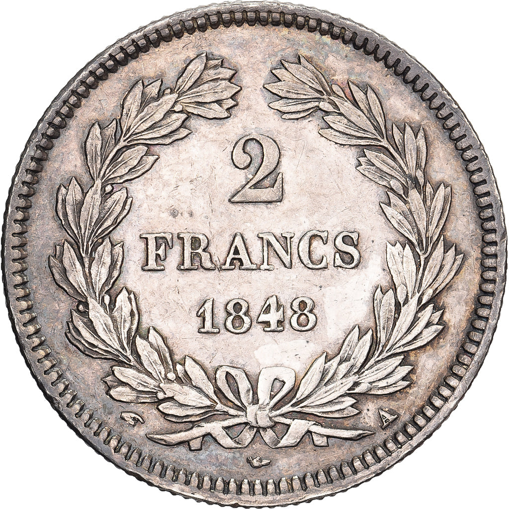 Frankreich, Louis Philippe I, 2 Francs, 1848, Paris, Silber, SS+, Gadoury:520