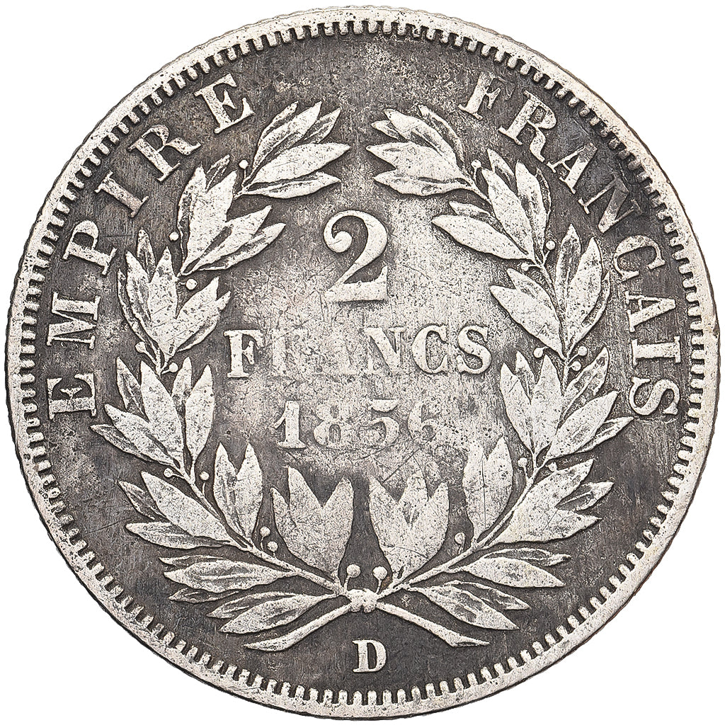 Frankreich, Napoleon III, 2 Francs, 1856, Lyon, Silber, S, Gadoury:523