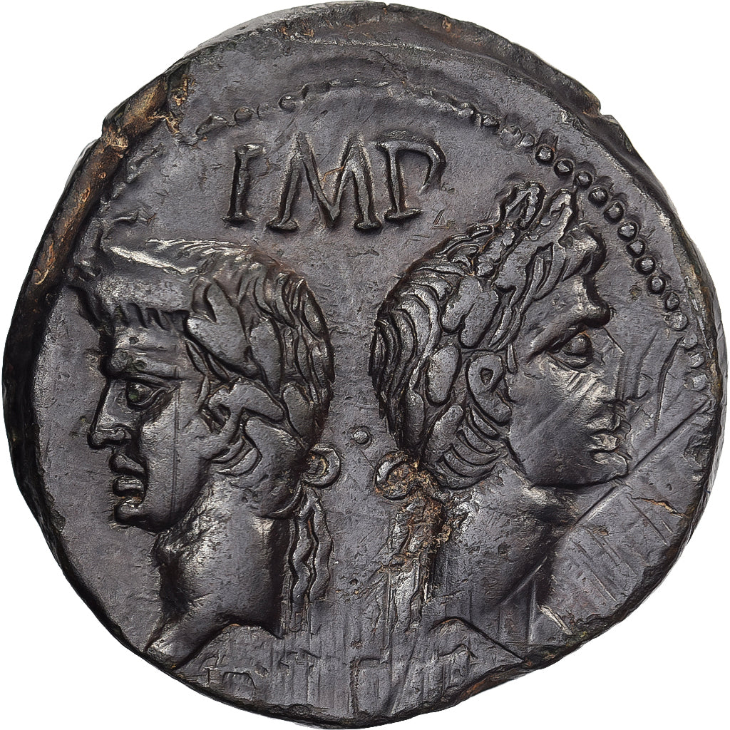 Augustus & Agrippa, Dupondius, 9-3 BC, Nemausus, Bronze, EF(40-45)