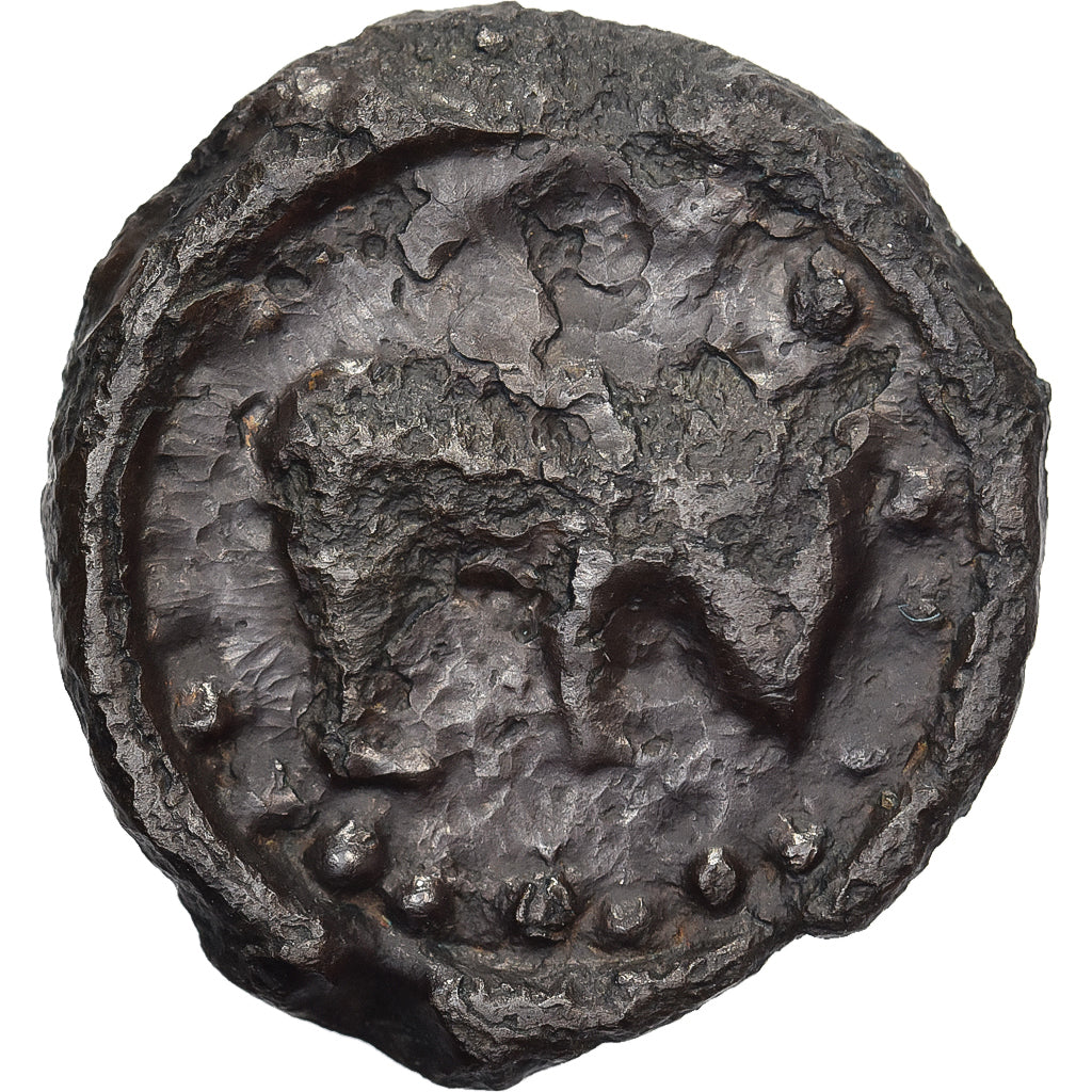 Remi, Potin au bucrane, 2nd-1st century BC, Bronze, SGE+, Delestrée:221