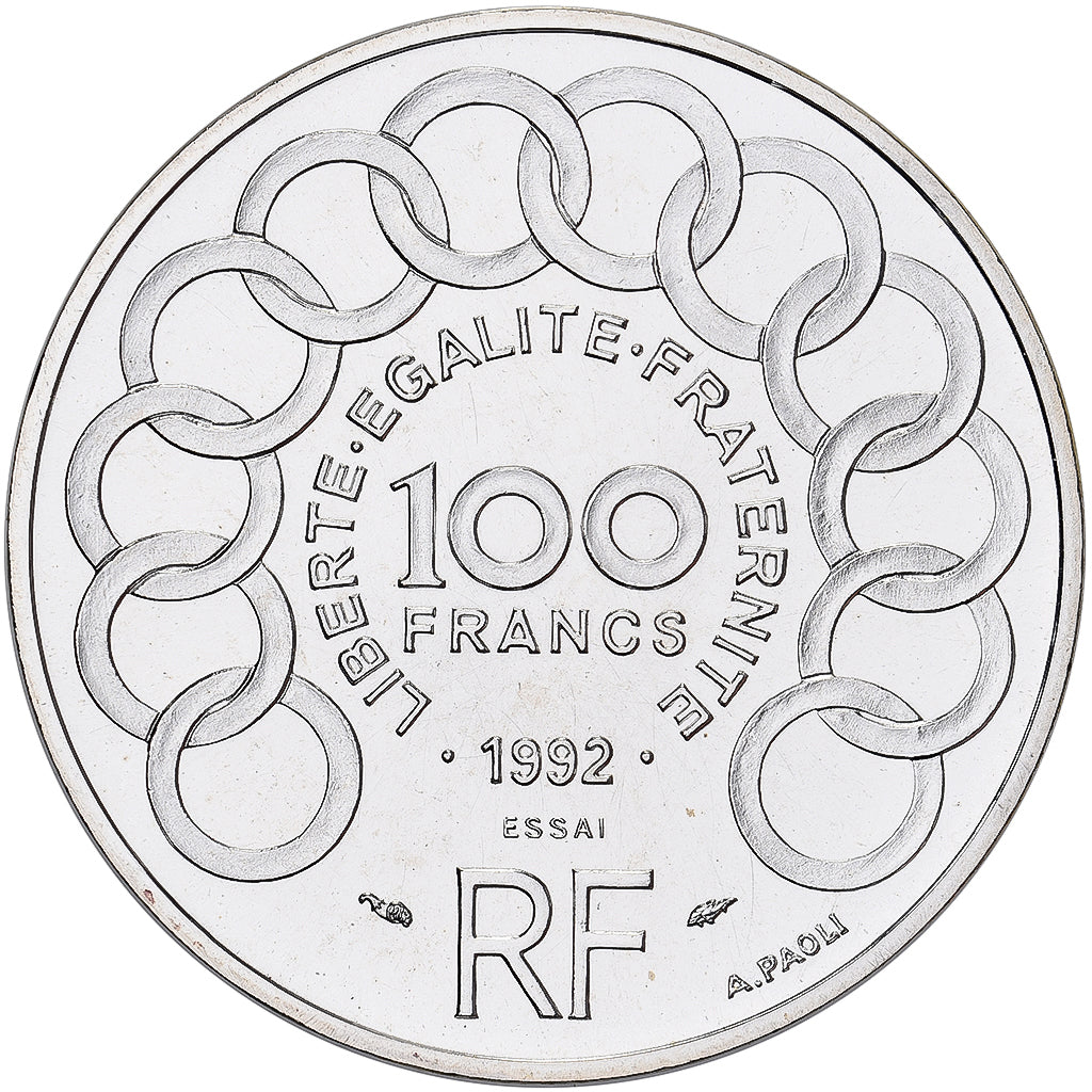 Frankrijk, 100 Francs, Jean Monnet, 1992, MDP, Pattern, Zilver, FDC