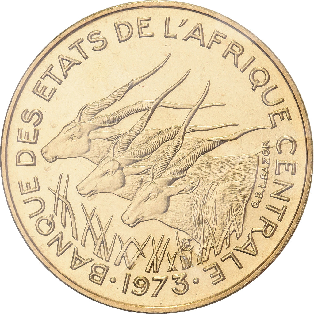 Zentralafrikanische Staaten, 5 Francs, 1973, MDP, Pattern, Bronze-Aluminium
