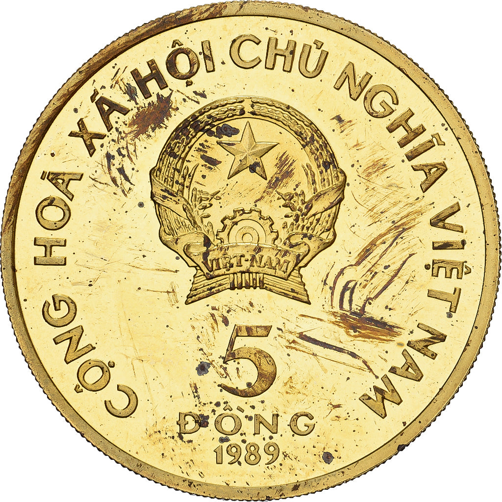 Viëtnam, 5 Dông, Phoenix, 1989, Saint Petersburg, Proof, Tin, ZF+, KM:36