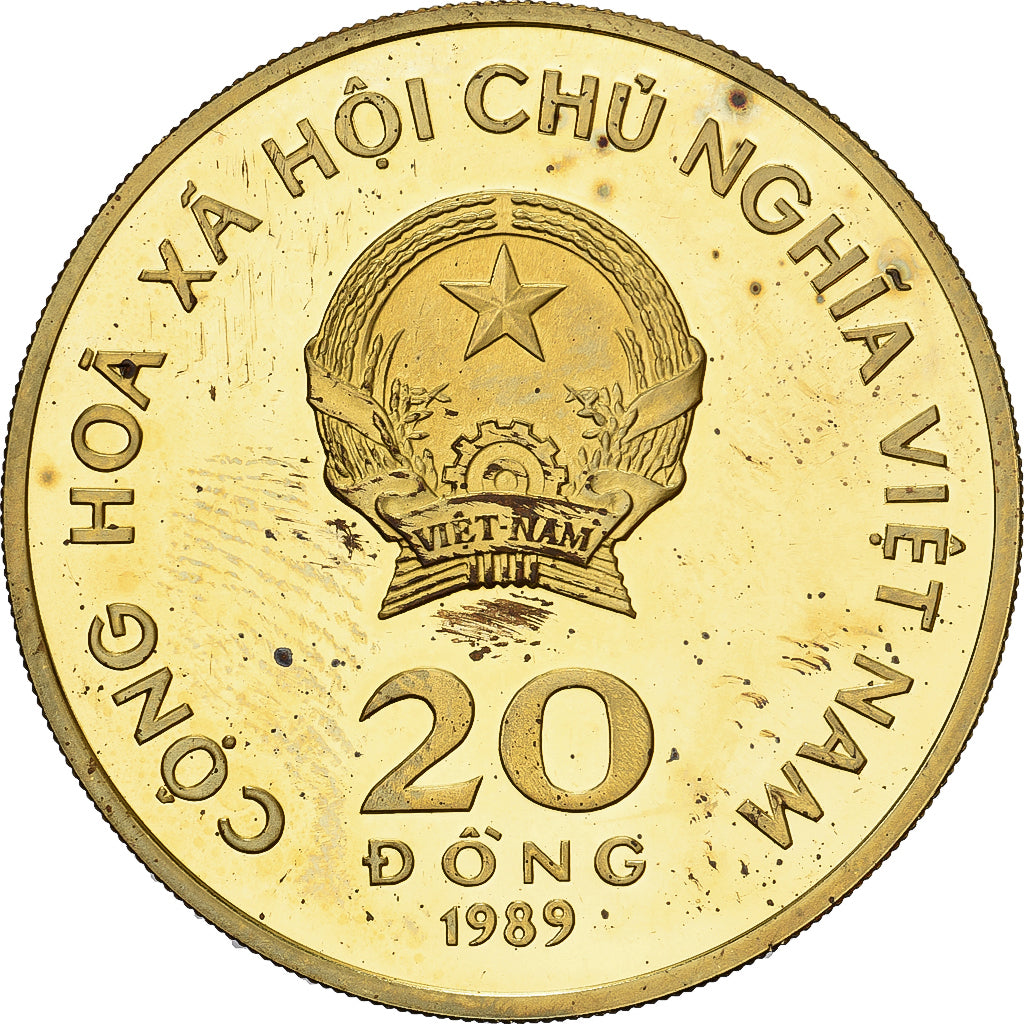 Vietnam, 20 Dông, Ho Chi Minh, 1989, Saint Petersburg, PP, Messing, SS+, KM:40