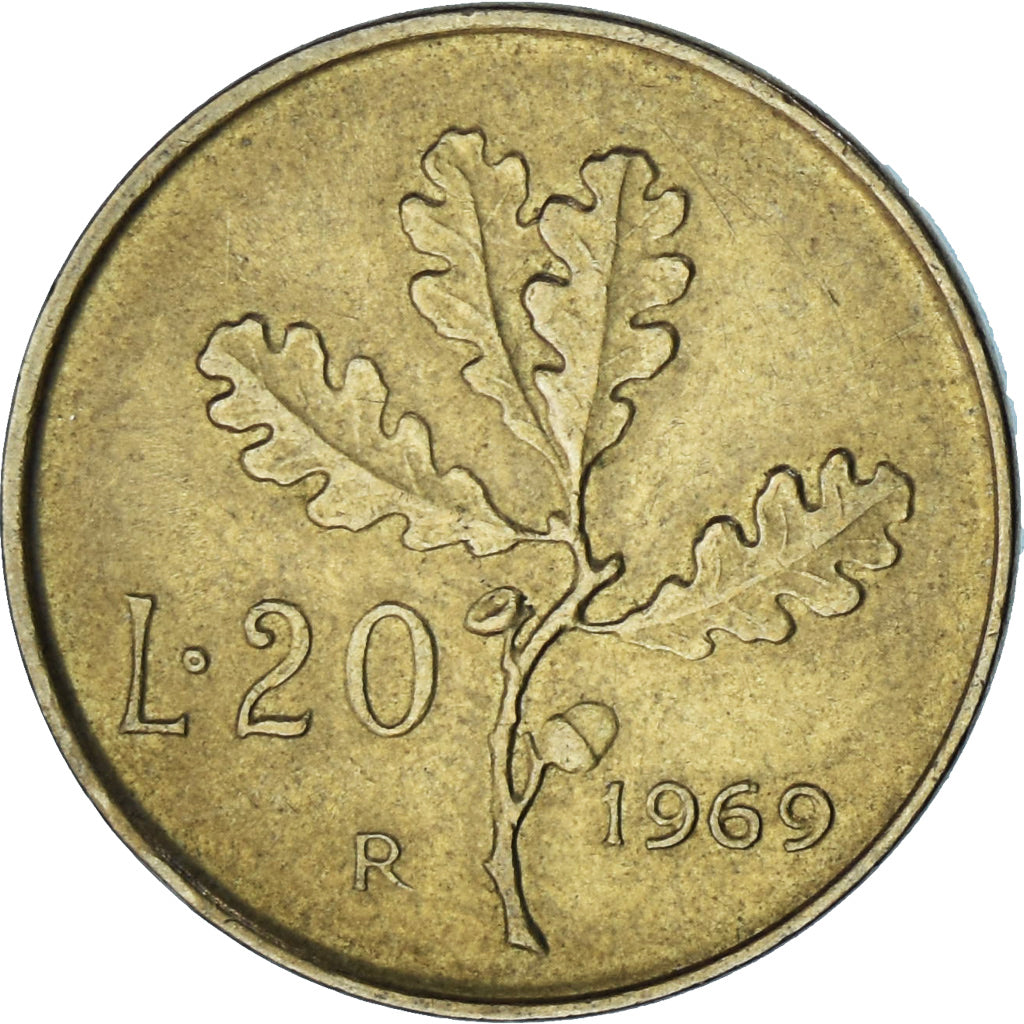 Italy, 20 Lire, 1969