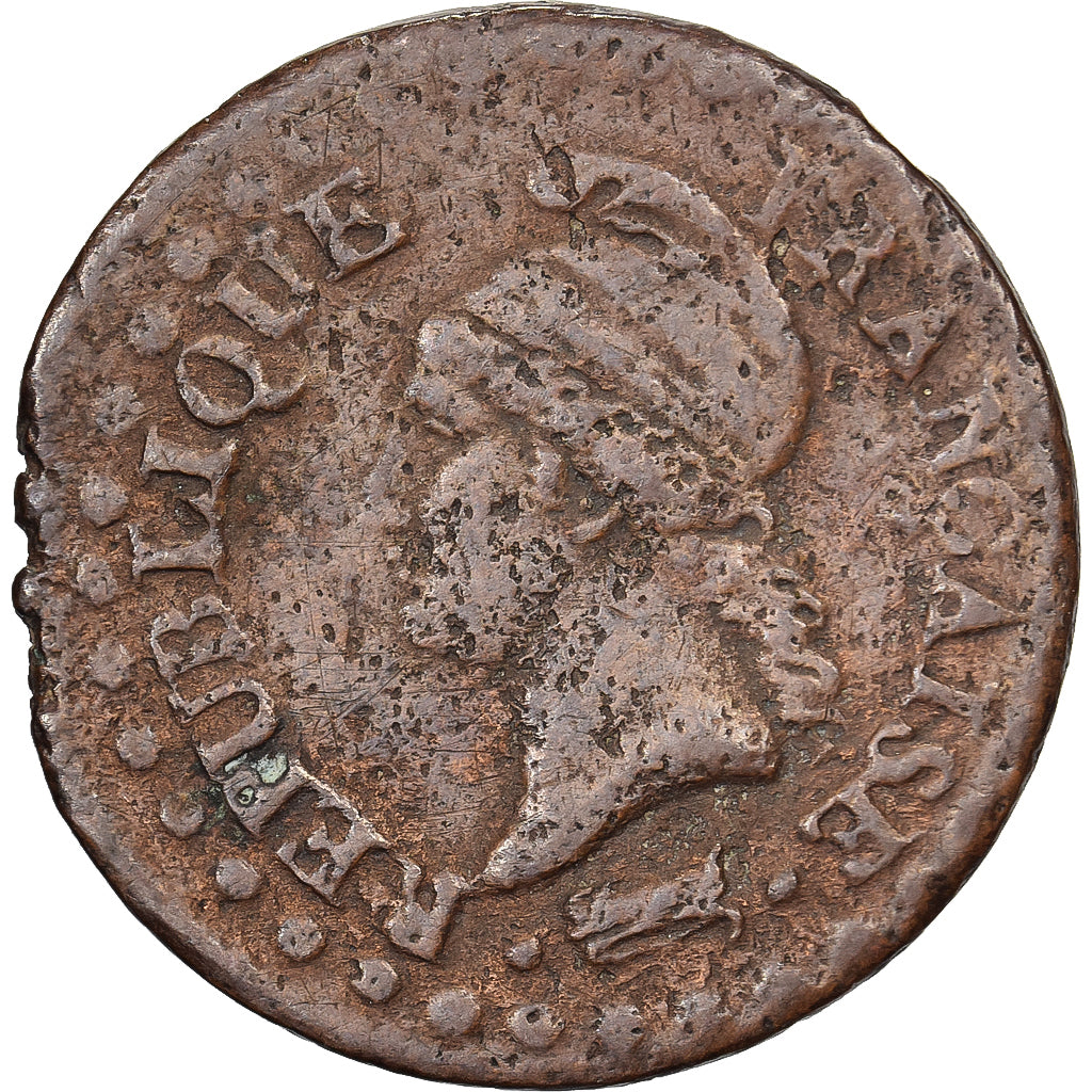 Francia, 1 Centime, Dupré, AN 6, Paris, Cobre, BC+, Gadoury:76