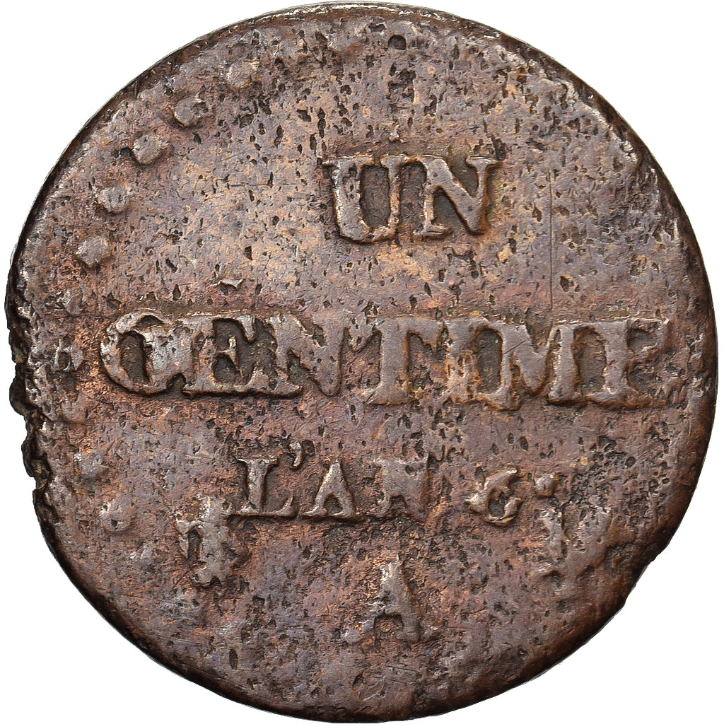 Francia, 1 Centime, Dupré, AN 6, Paris, Cobre, BC+, Gadoury:76