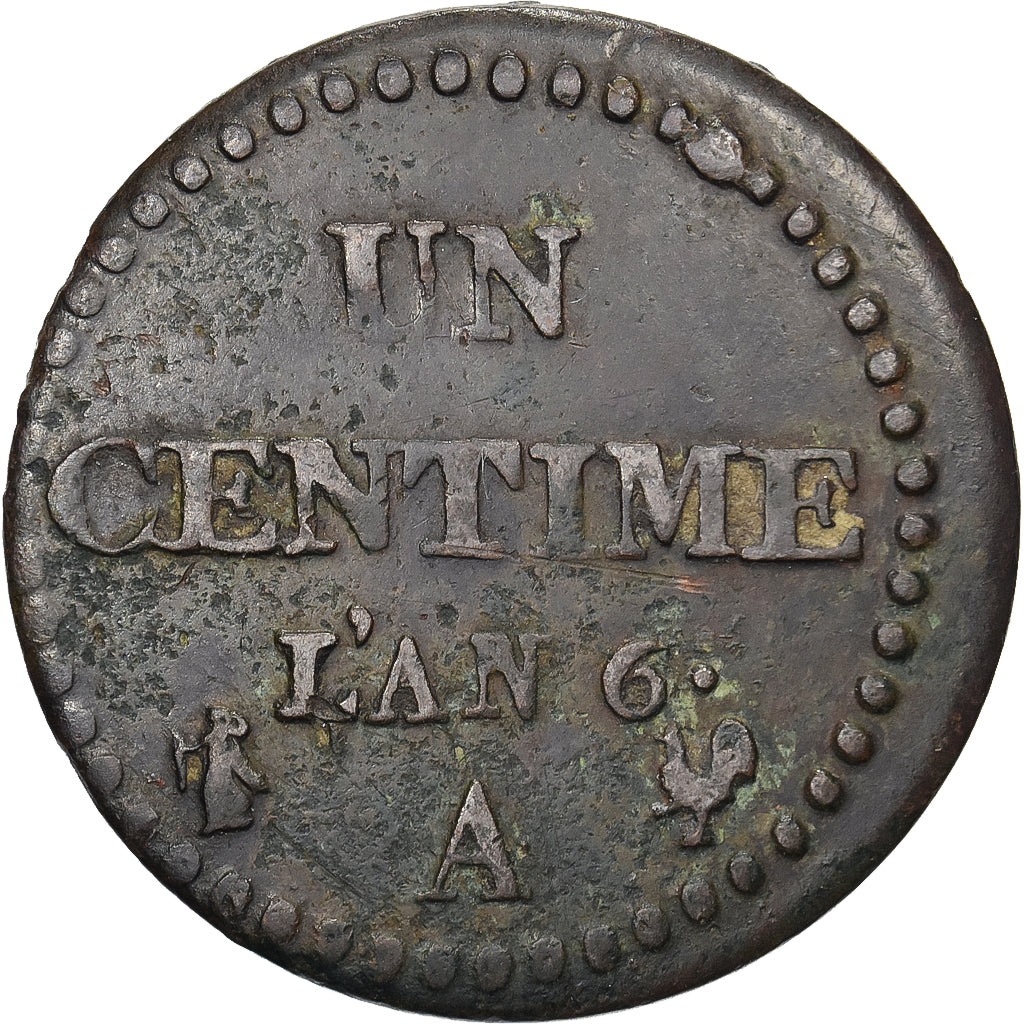 França, 1 Centime, Dupré, AN 6, Paris, Cobre, VF(30-35), Gadoury:76