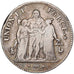 France, 5 Francs, Union et Force, AN 7, Paris, Silver, VF(20-25), Gadoury:563
