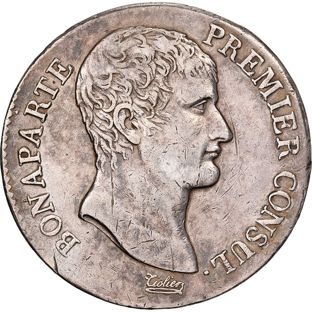 França, Bonaparte Premier Consul, 5 Francs, An 12, Bayonne, Prata, EF(40-45)