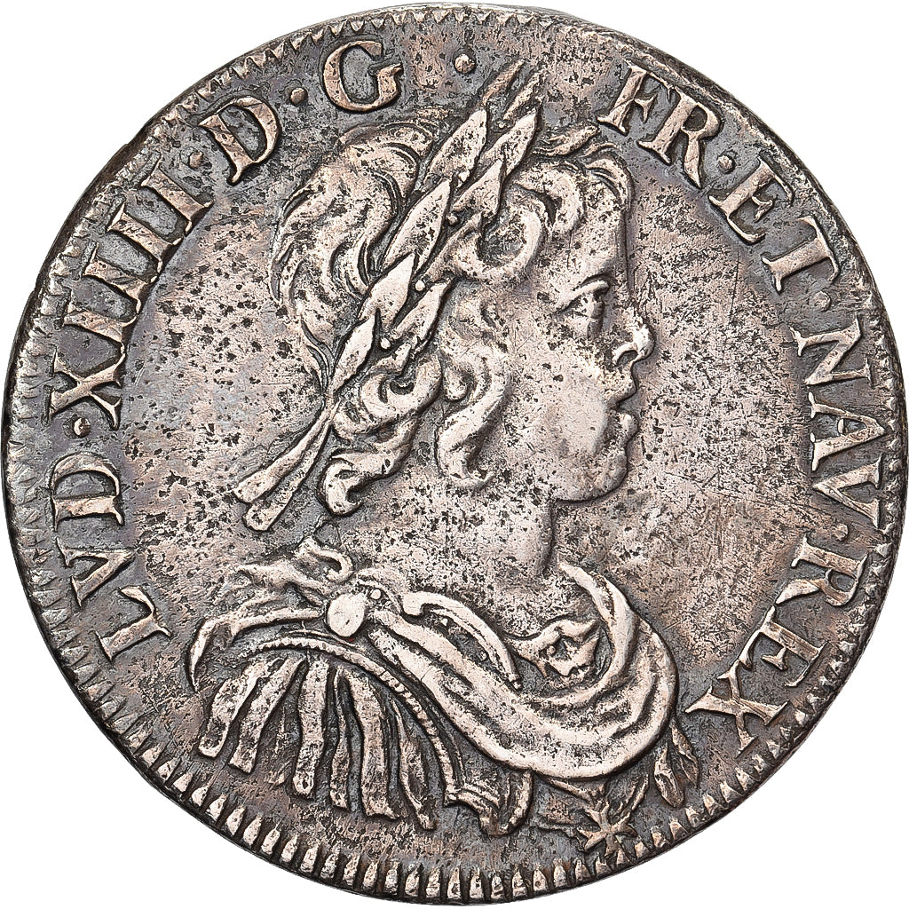 Francia, Louis XIV, 1/2 Écu à la mèche courte, 1644, Paris, Argento, MB+