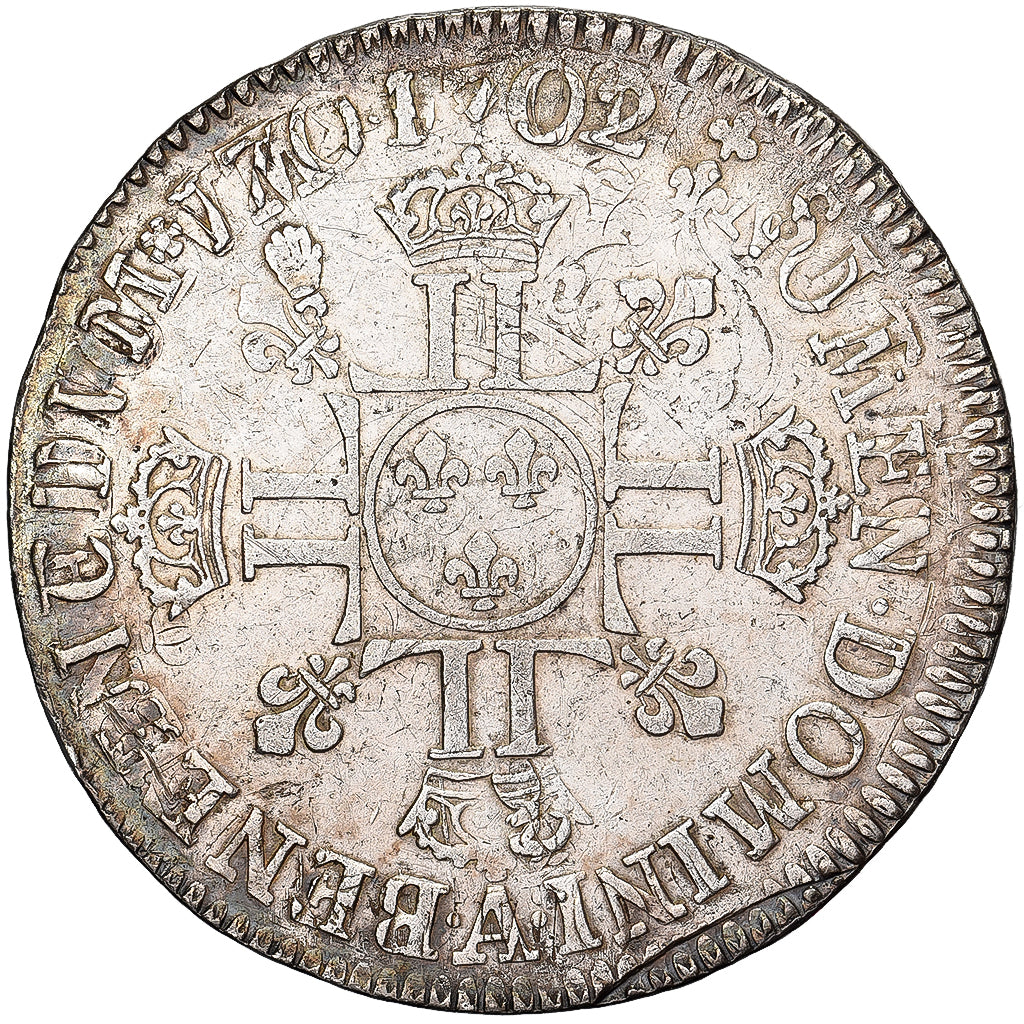 Frankrijk, Louis XIV, 1/2 écu aux 8L, 2e type, 1704, Paris, reformed, Zilver