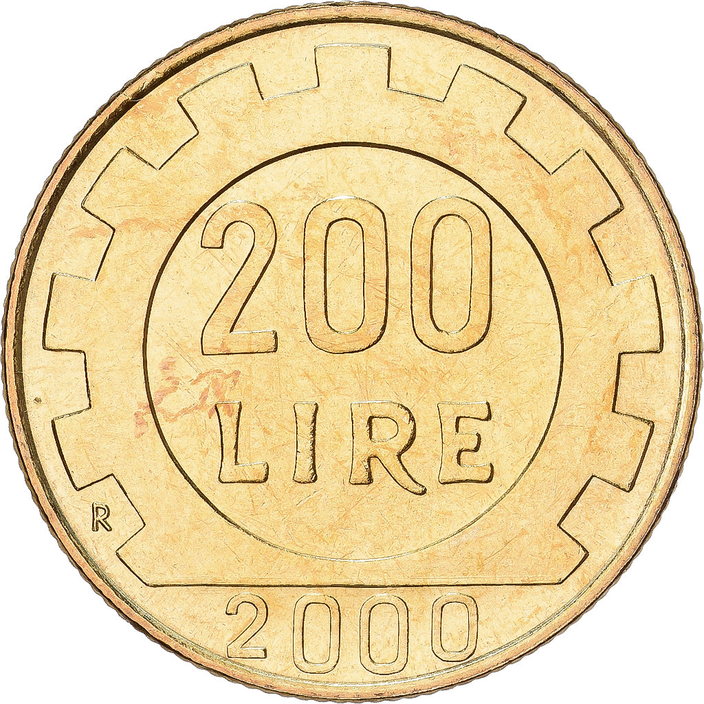 Italien, 200 Lire, 2000, Rome, BU, Bronzital, STGL, KM:105