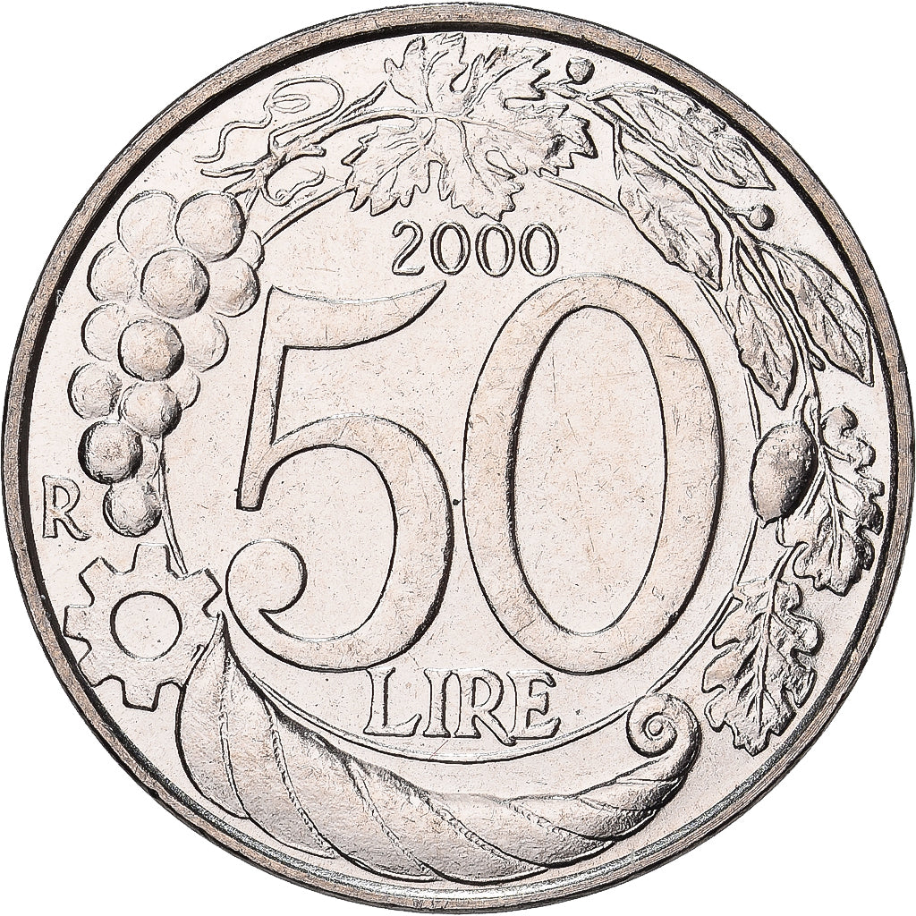 Italy, 50 Lire, 2000, Rome, BU, Copper-nickel, MS(65-70), KM:183