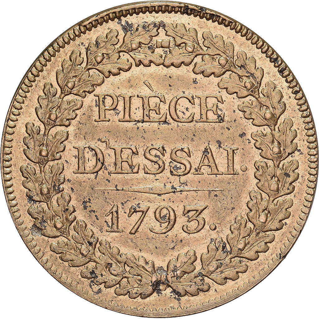 France, Module de 1 Sol, Dupré, 1793, Paris, Pattern, Copper, AU(55-58)
