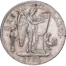 França, Écu de 6 livres françoise, 1793 / AN II, Paris, Prata, AU(50-53)