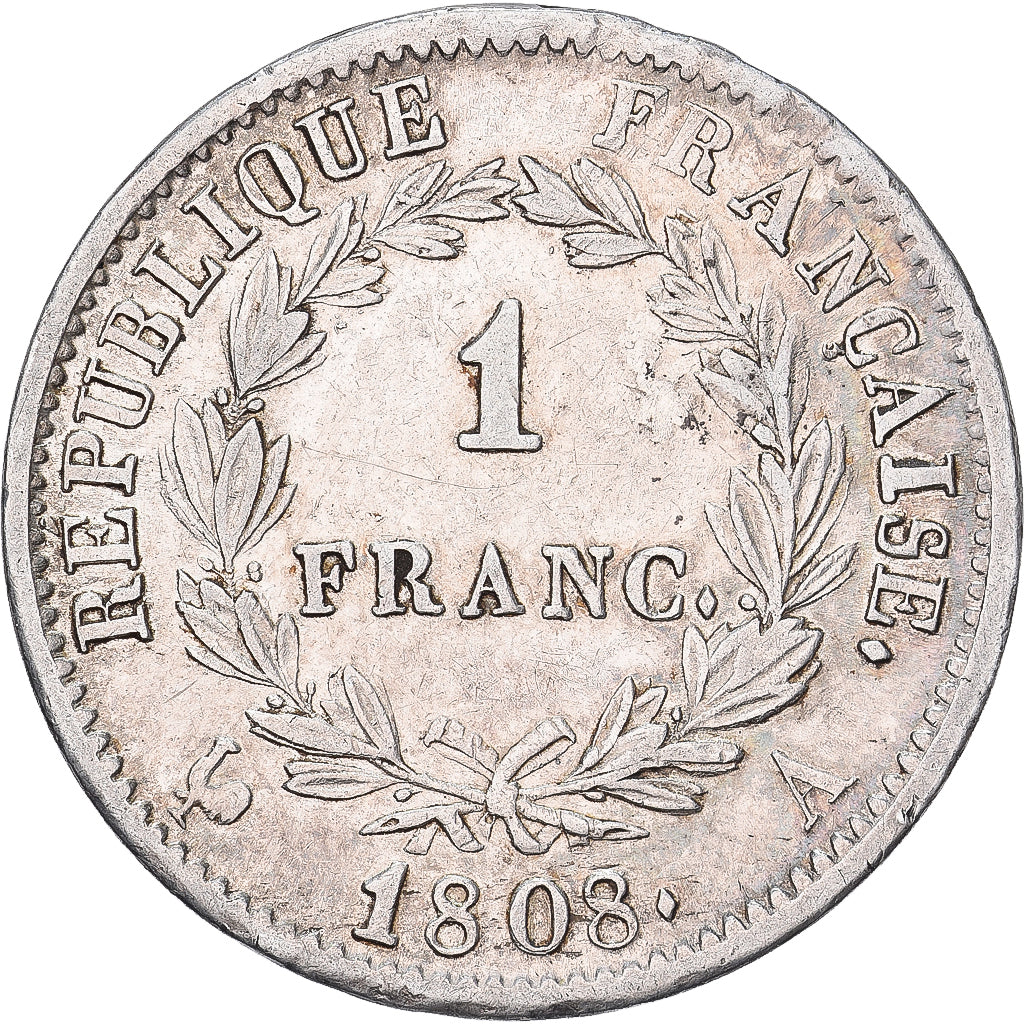 France, Napoléon Ier, 1 Franc, 1808, Paris, Argent, TTB, Gadoury:446