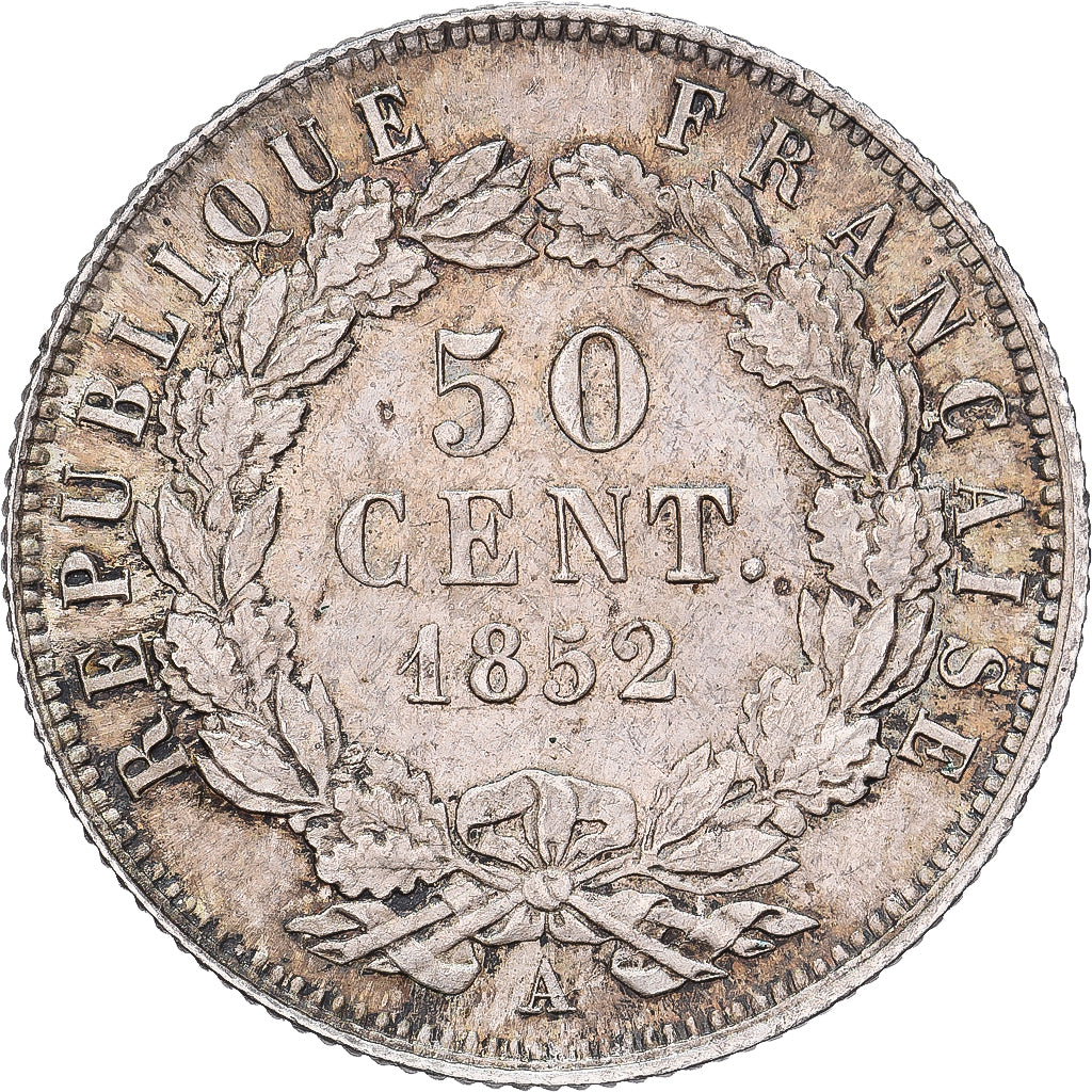 France, Louis-Napoléon Bonaparte, 50 Centimes, 1852, Paris, Silver, AU(55-58)