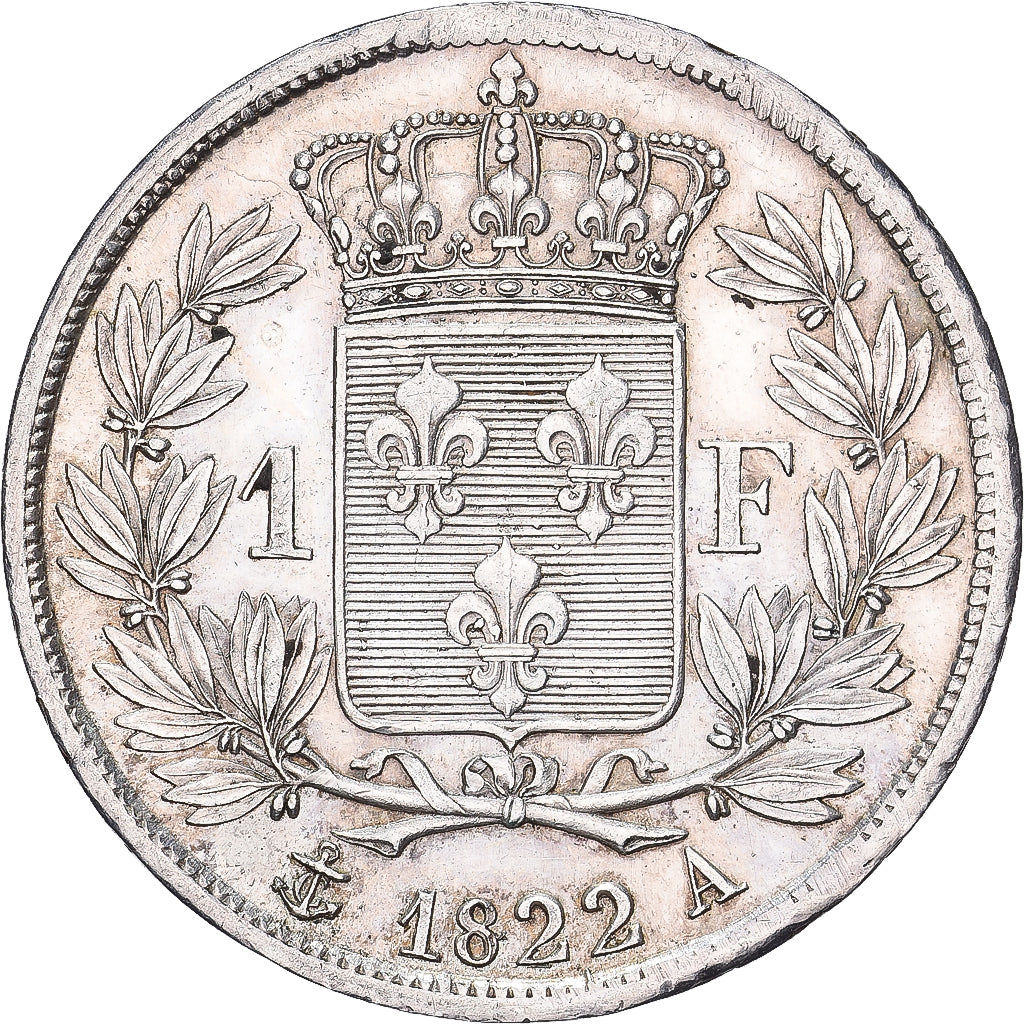 France, Louis XVIII, 1 Franc, 1822, Paris, Argent, SUP, Gadoury:449