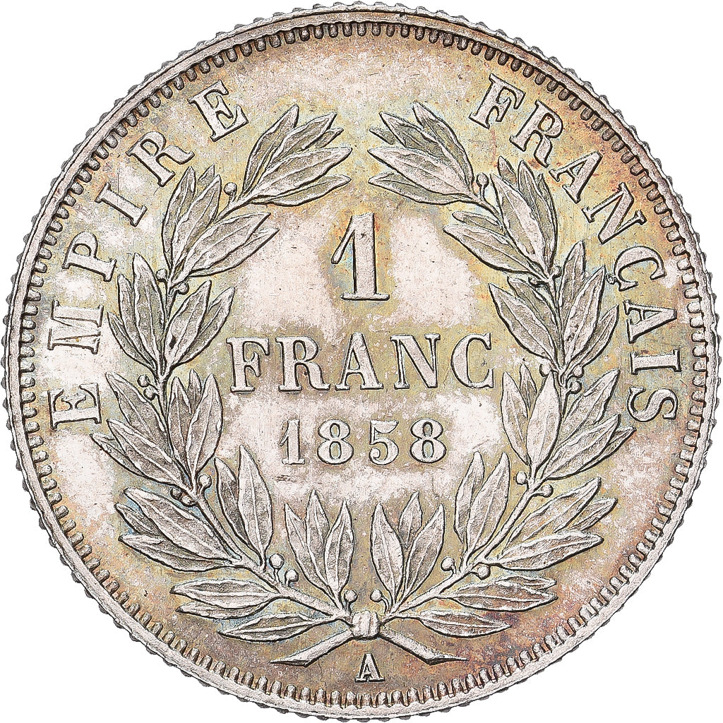 France, Napoléon III, 1 Franc, 1858, Paris, Argent, SPL, Gadoury:460