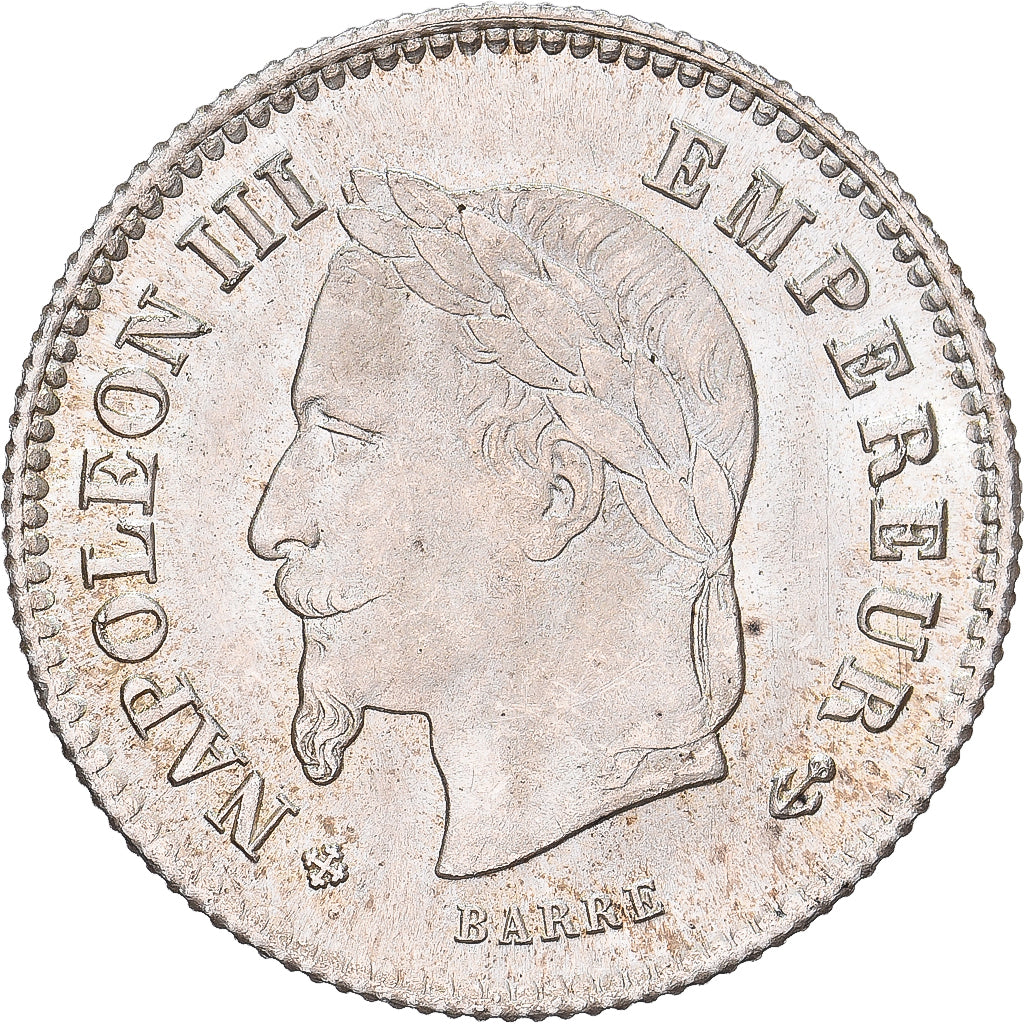 Frankrijk, Napoleon III, 20 Centimes, 1867, Strasbourg, Zilver, FDC, Gadoury:309