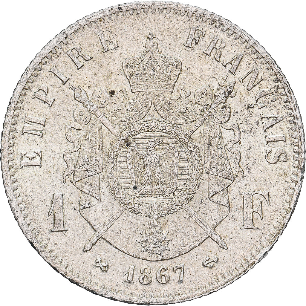 France, Napoléon III, 1 Franc, 1867, Bordeaux, Argent, SUP+, Gadoury:463