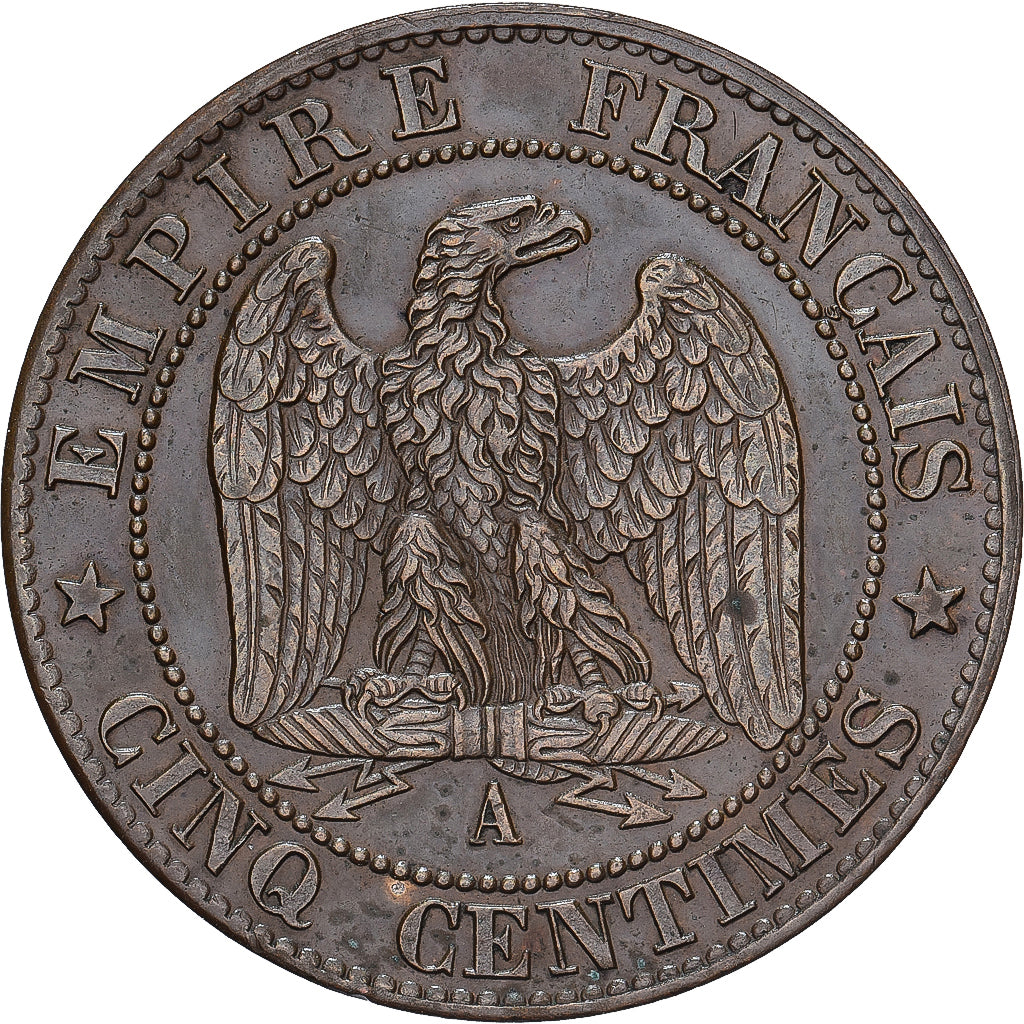 France, Napoléon III, 5 Centimes, 1862, Paris, Bronze, SUP, Gadoury:155