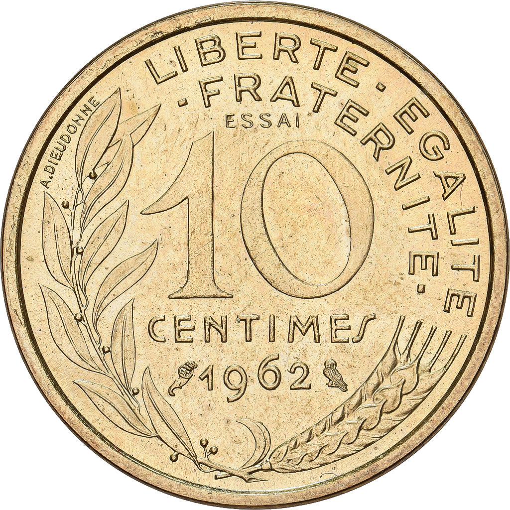 Frankrijk, 10 Centimes, Marianne, 1962, Paris, Pattern, Bronze-Aluminium, UNC-