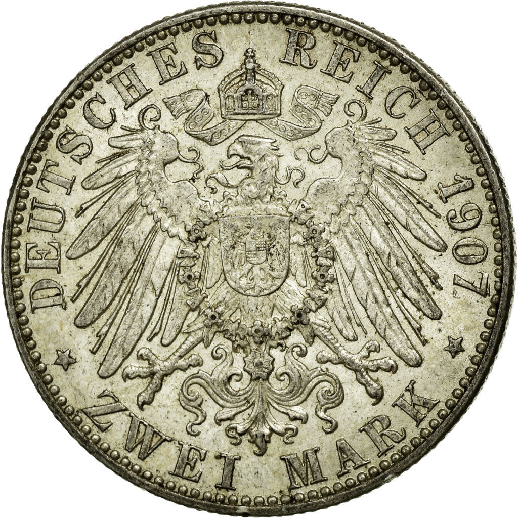 Moneta, Stati tedeschi, BADEN, Friedrich I, 2 Mark, 1907, Stuttgart, SPL-