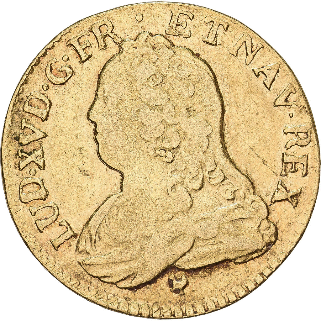 França, Louis XV, Louis d'or aux lunettes, 1727, Montpellier, Dourado