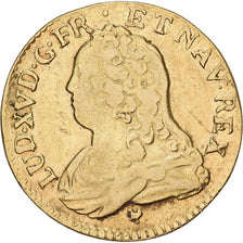 França, Louis XV, Louis d'or aux lunettes, 1727, Montpellier, Dourado