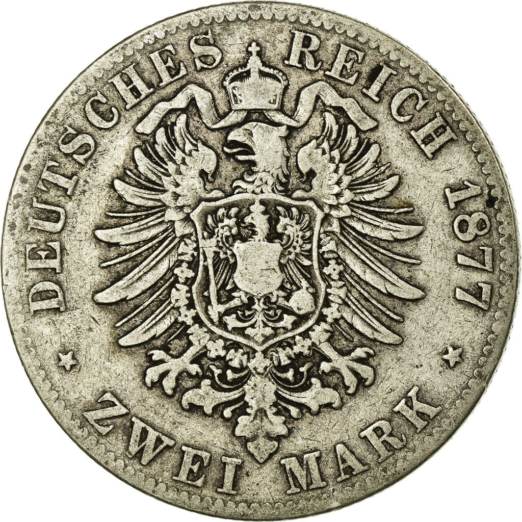 Coin, German States, HESSE-DARMSTADT, Ludwig III, 2 Mark, 1877, VF(30-35)