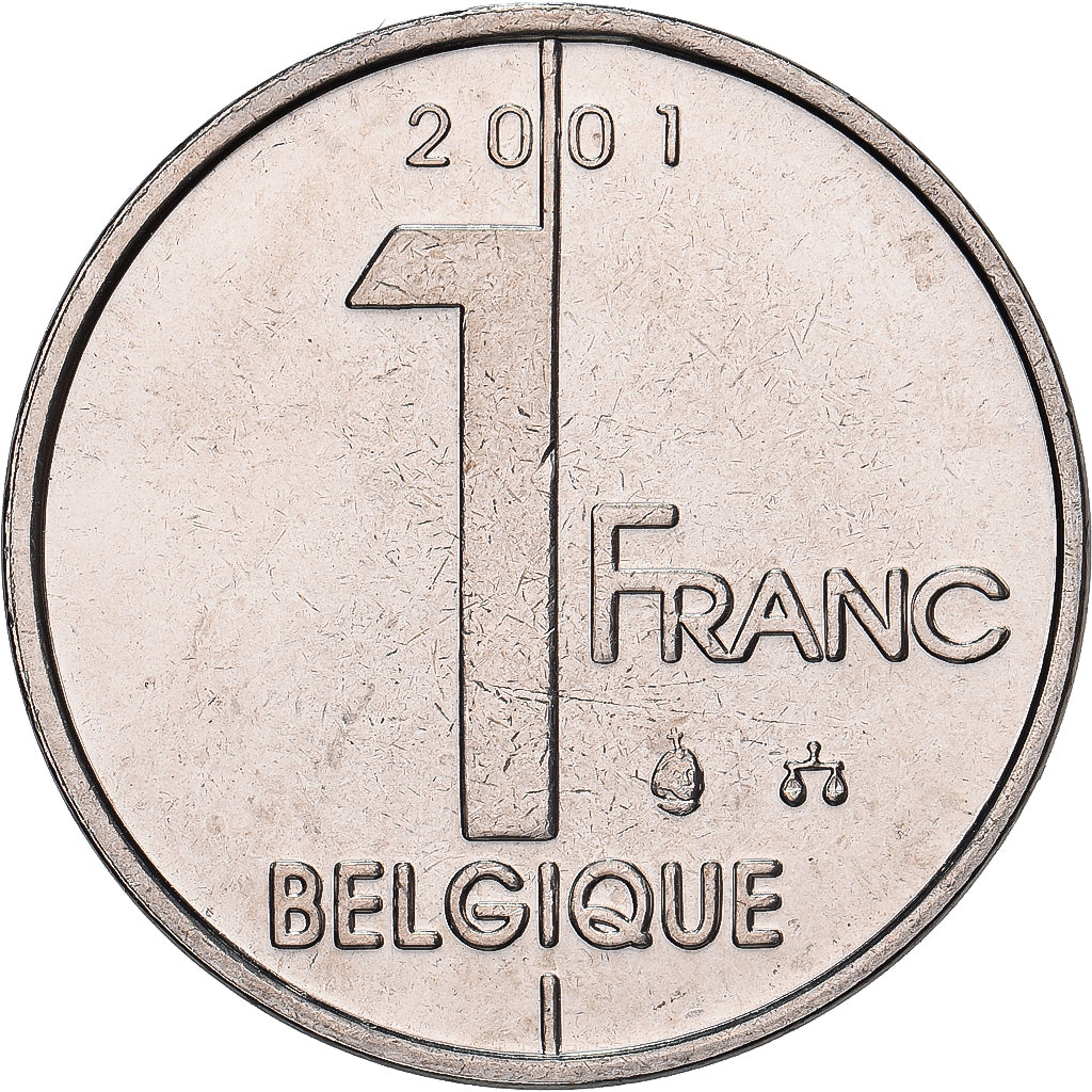 Belgia, Albert II, 1 Franc, 2001, Brussels, Nikiel platerowany żelazem