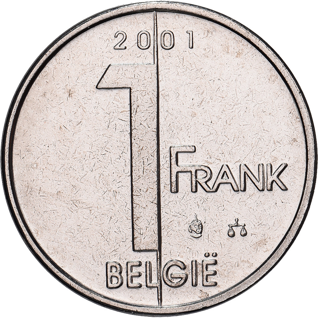 Belgia, Albert II, 1 Frank, 2001, Brussels, Nikiel platerowany żelazem